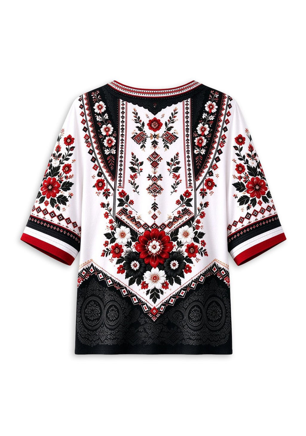 Women’s Atlanta Falcons Boho Floral V-Neck 3/4 Sleeve Shirt