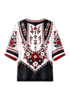 Women’s Atlanta Falcons Boho Floral V-Neck 3/4 Sleeve Shirt