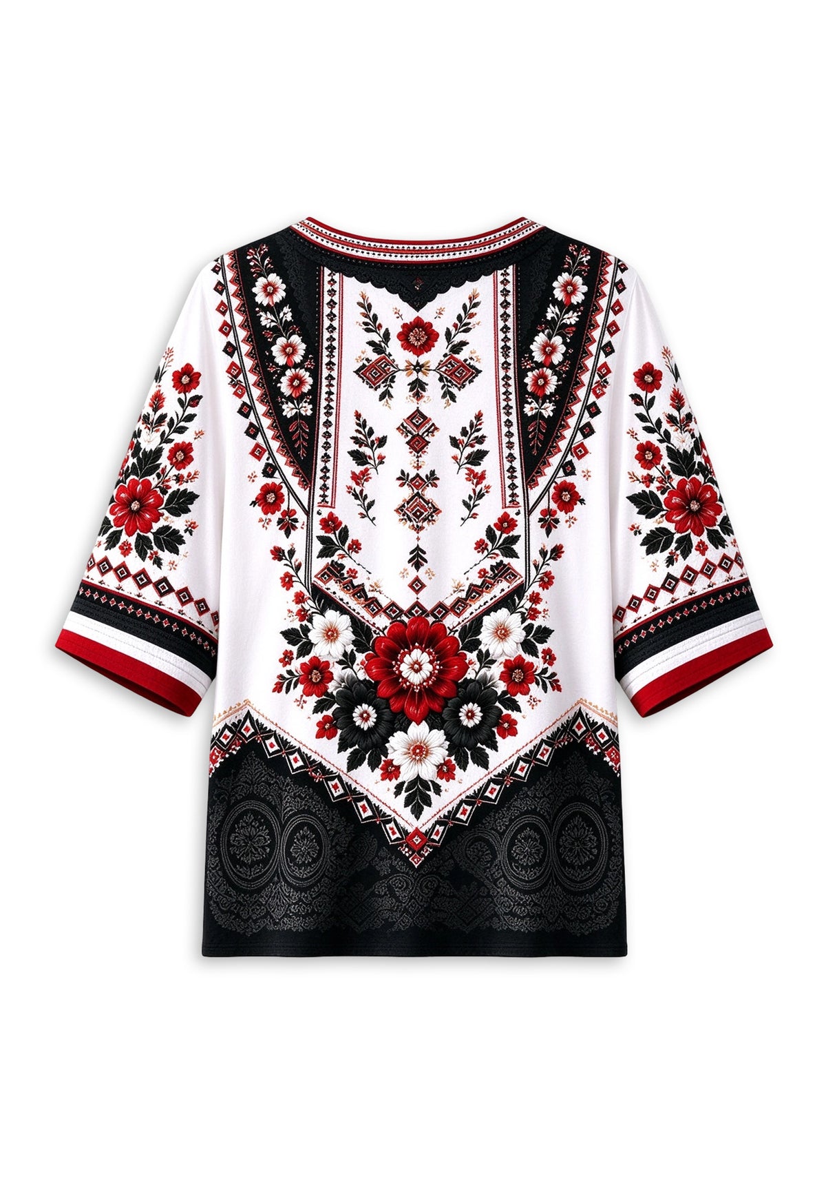 Women’s Atlanta Falcons Boho Floral V-Neck 3/4 Sleeve Shirt