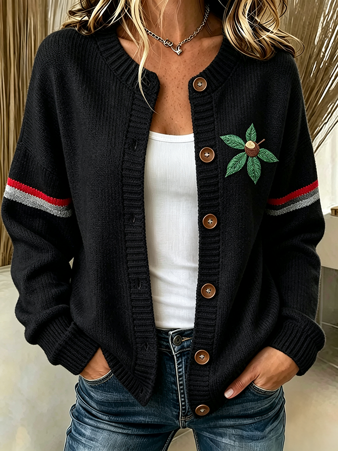 Women'S Casual Football Plant Knitted Cardigan Top
