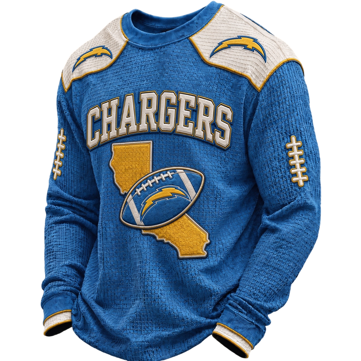 Los Angeles Chargers Waffle Knit Long-Sleeve Sweatshirt