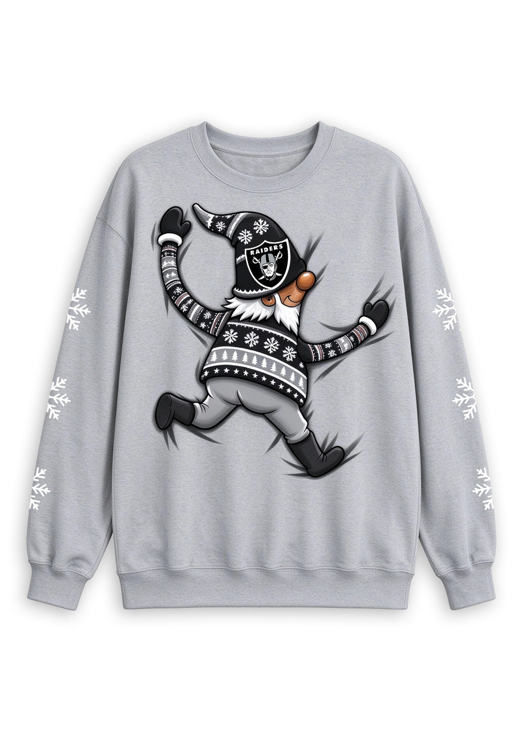 Women's Las Vegas Raiders Christmas Gnome Crewneck Sweatshirt