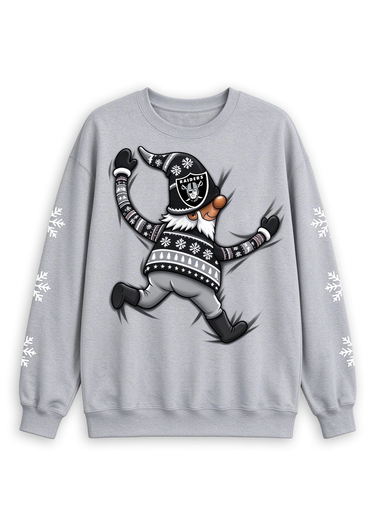 Women's Las Vegas Raiders Christmas Gnome Crewneck Sweatshirt