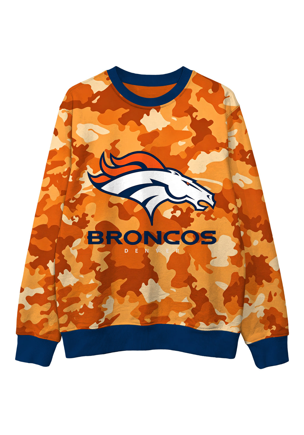 Denver Broncos Orange Camo Graphic Crewneck Sweatshirt