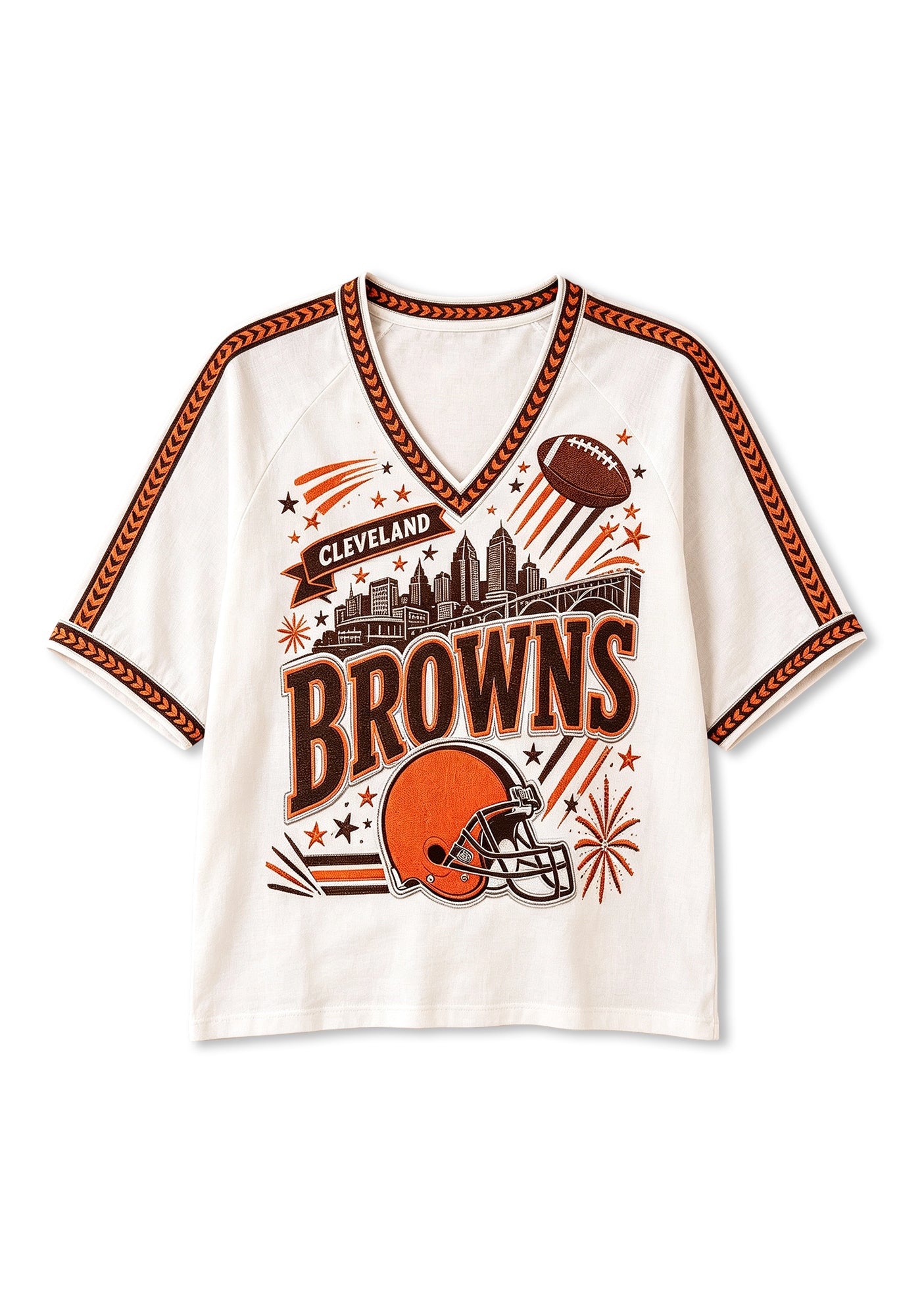 Boho Cleveland Browns Helmet City V-Neck Blouse Secondary image