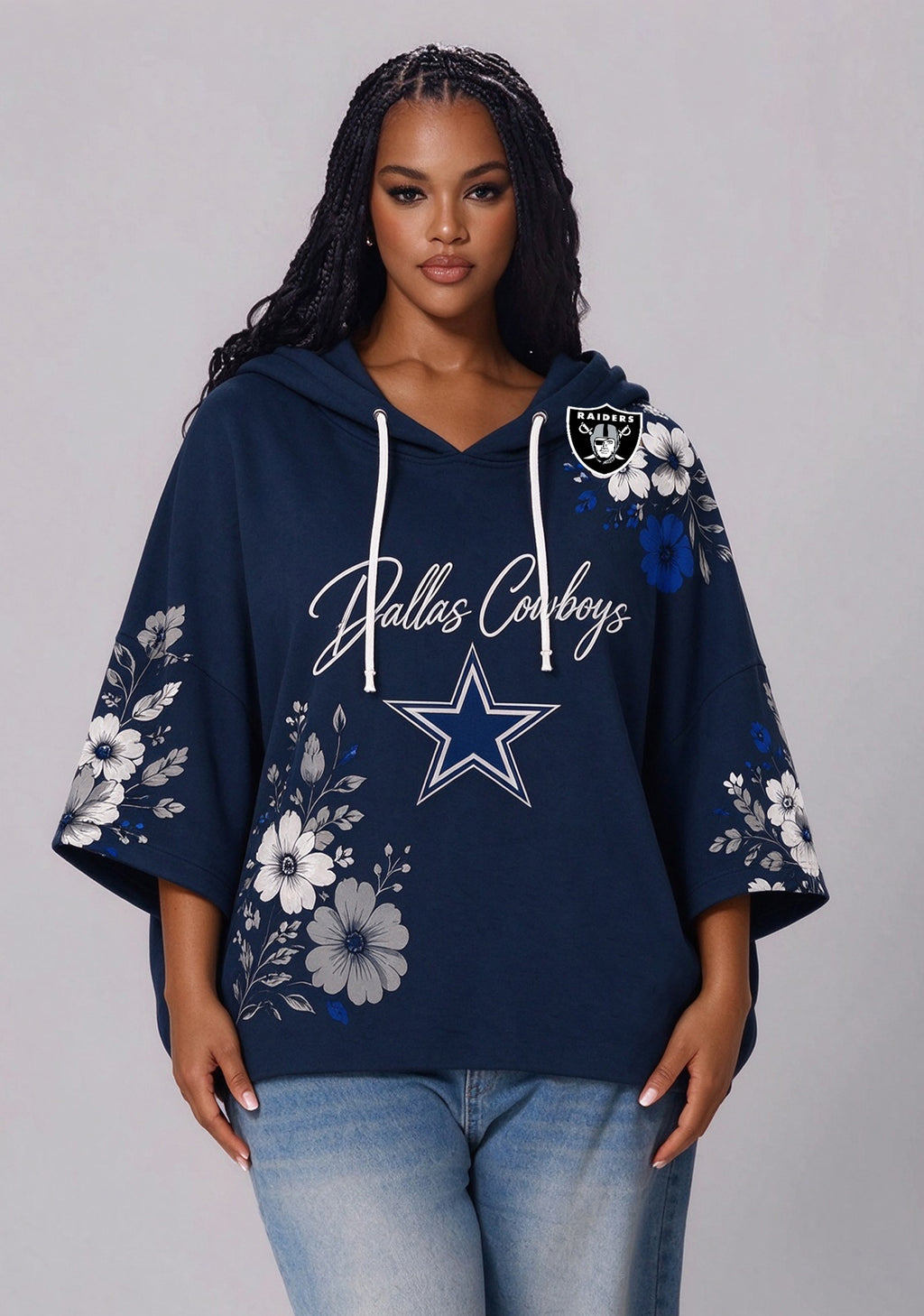 Women’s Dallas Cowboys Floral 3/4 Dolman Sleeve Hoodie