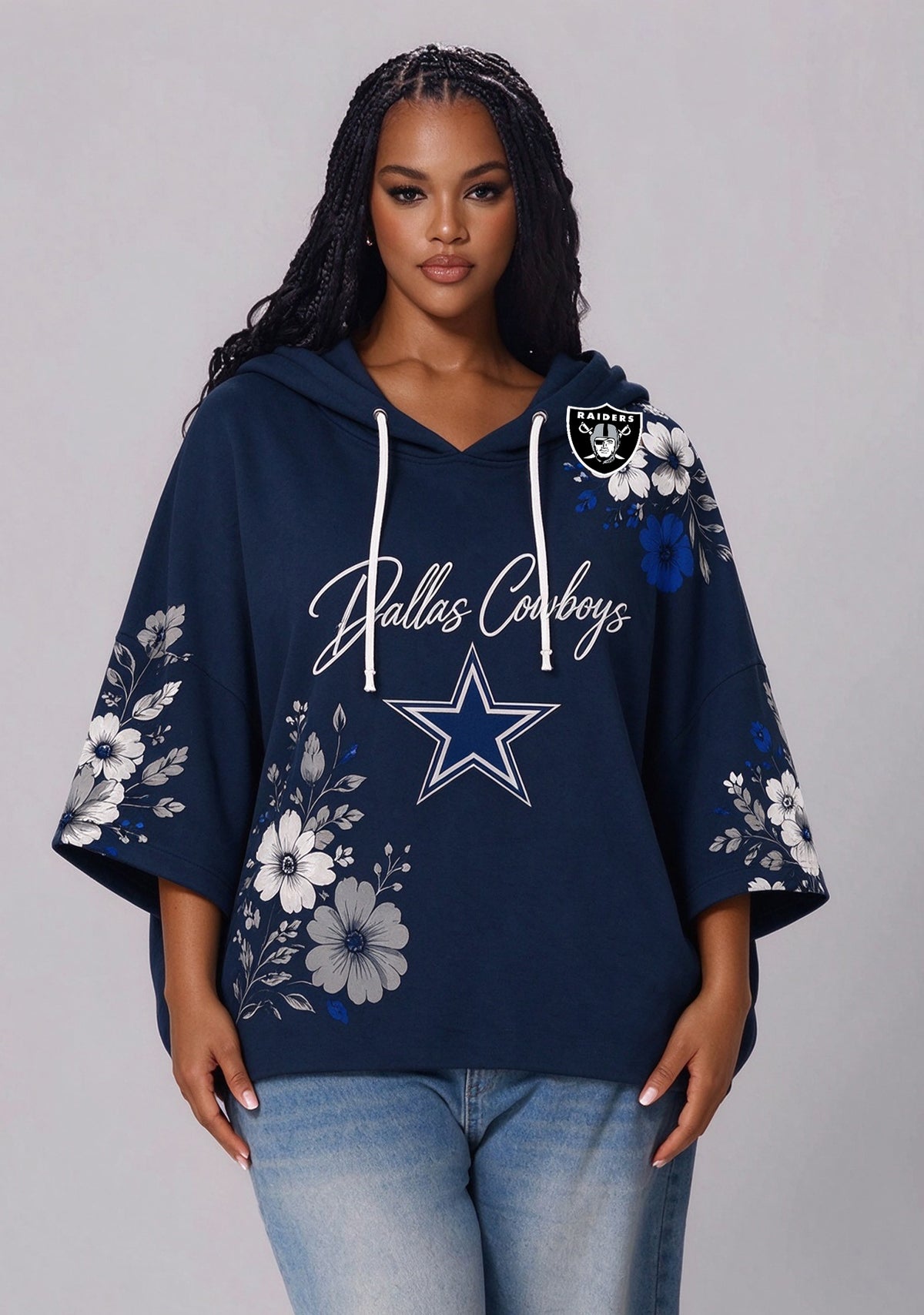 Women’s Dallas Cowboys Floral 3/4 Dolman Sleeve Hoodie