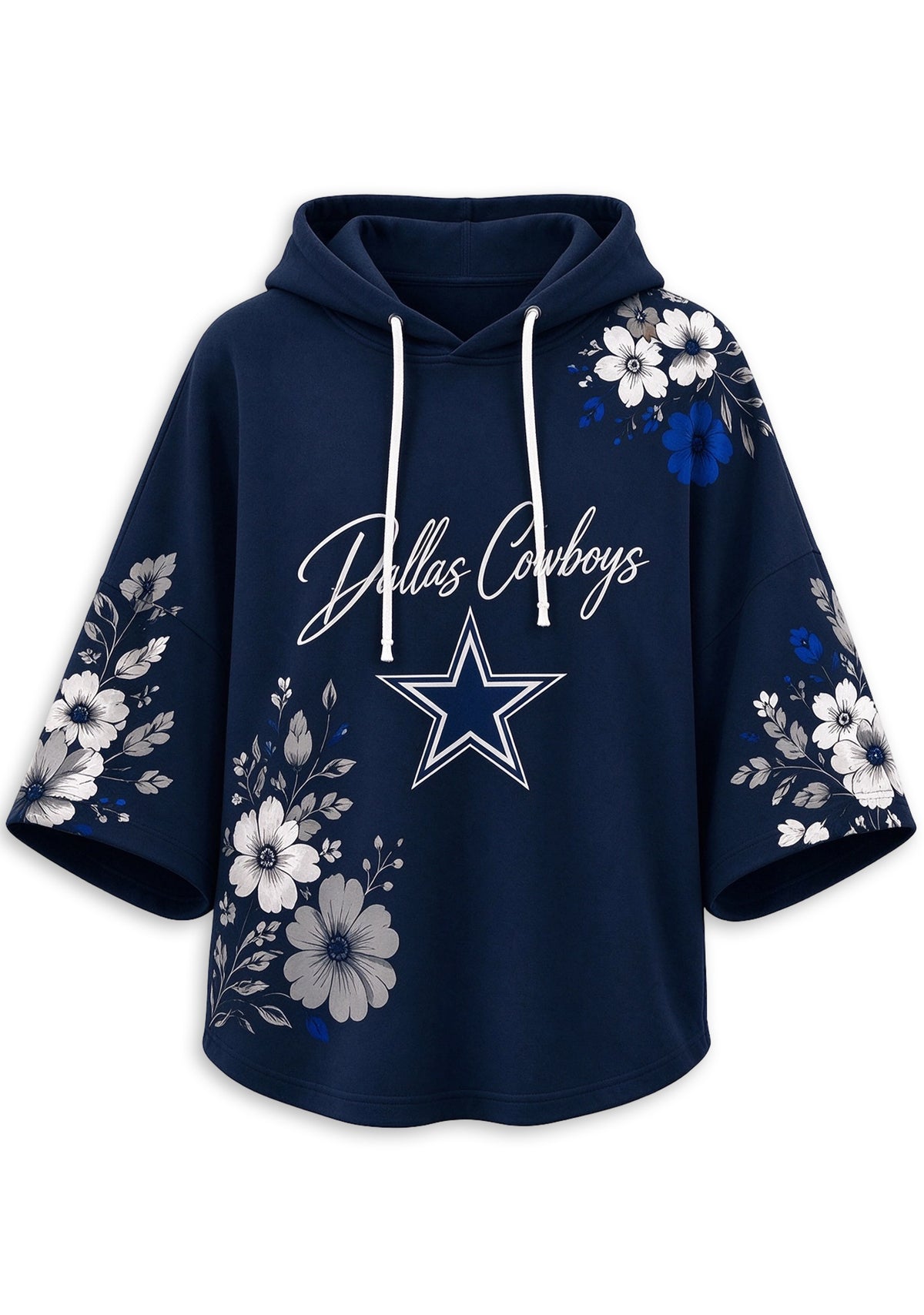 Women’s Dallas Cowboys Floral 3/4 Dolman Sleeve Hoodie