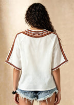 Boho Cleveland Browns Helmet City V-Neck Blouse