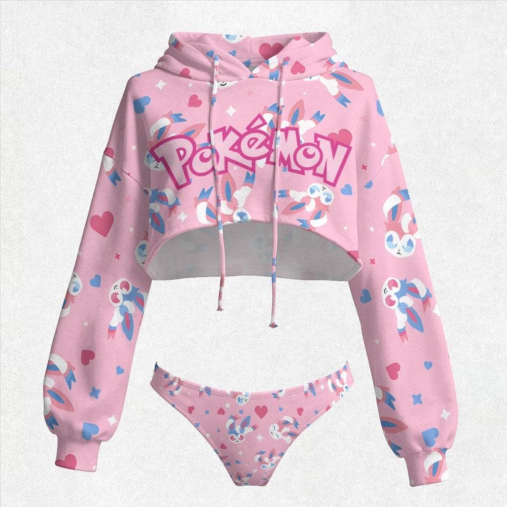 Pokémon Women's Cropped Hoodie & Thong Sets
