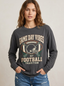 Women's Football Fan Game Day Vibes Helmet Printed Long Sleeve T-Shirt