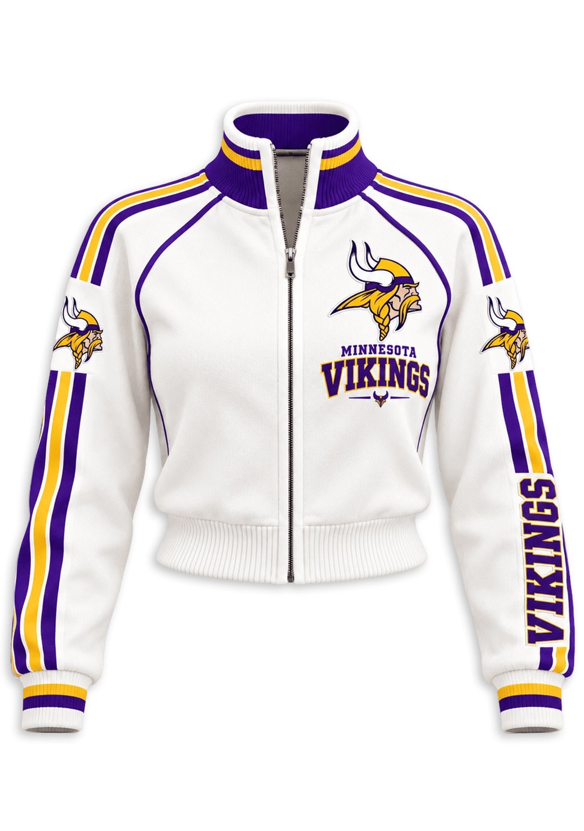 Women's Minnesota Vikings Cropped Zip Up Track Jacket