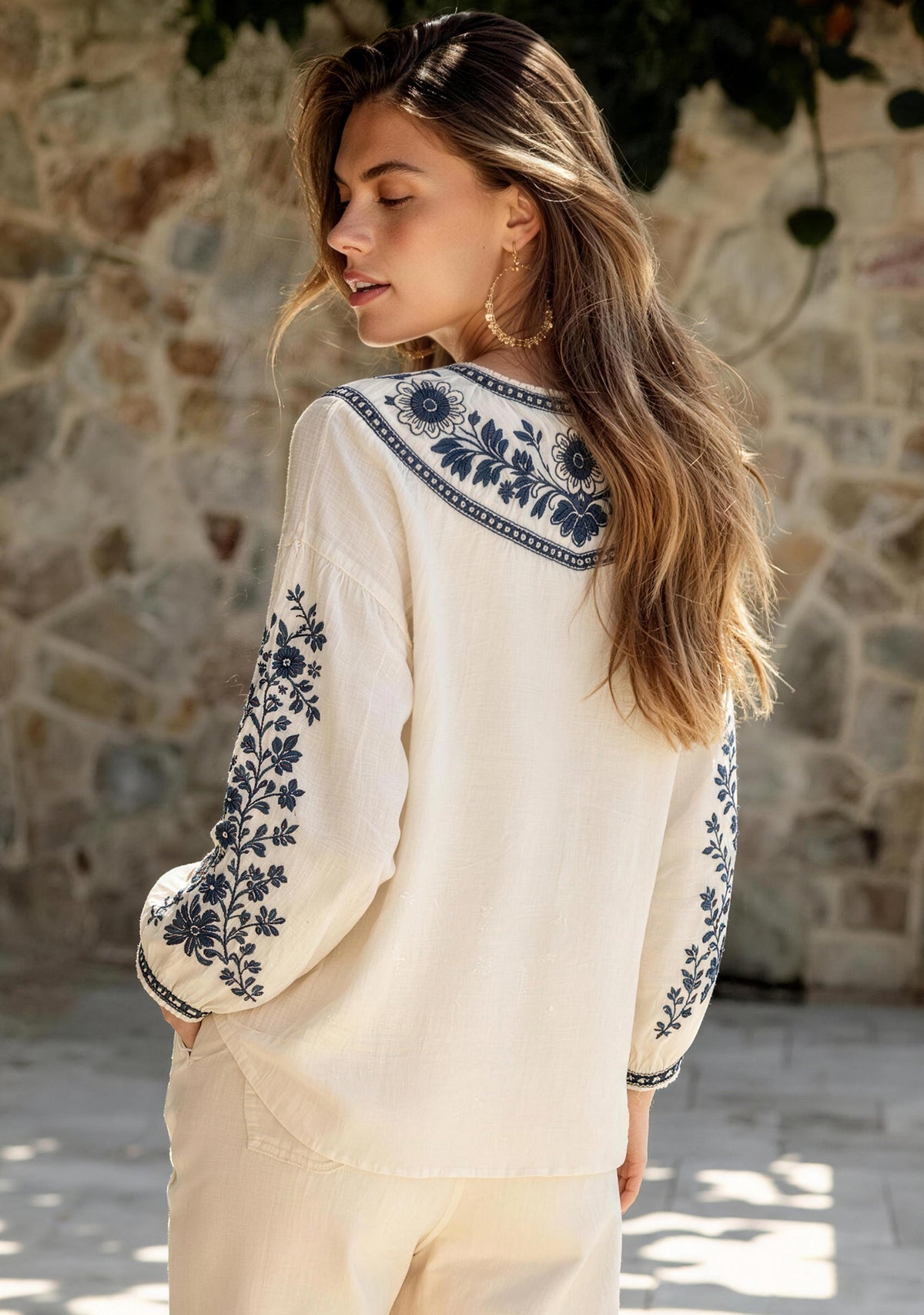 Indianapolis Colts Boho Floral Printed V-Neck Long Sleeve Shirt