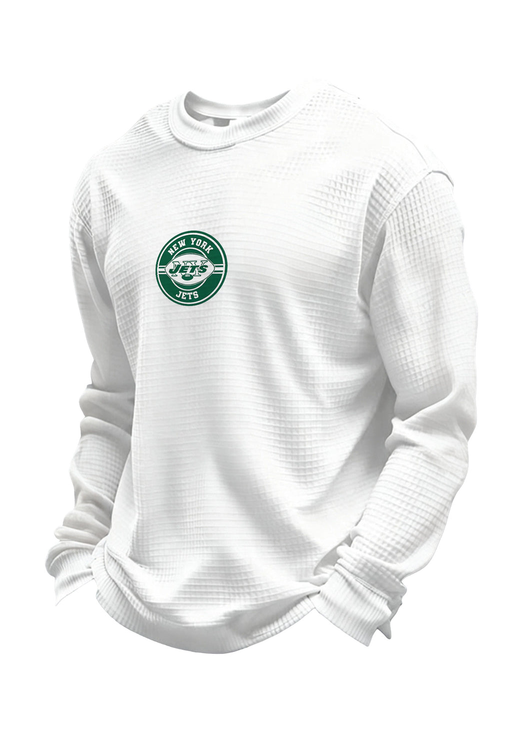 New York Jets Circular Logo Waffle Knit Crewneck Sweatshirt