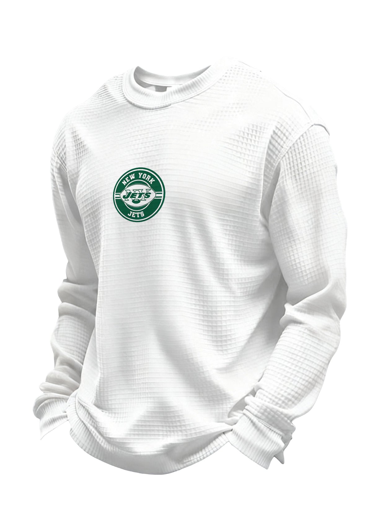 New York Jets Circular Logo Waffle Knit Crewneck Sweatshirt