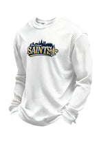 New Orleans Saints Ripped Effect Waffle Knit Crewneck Sweatshirt