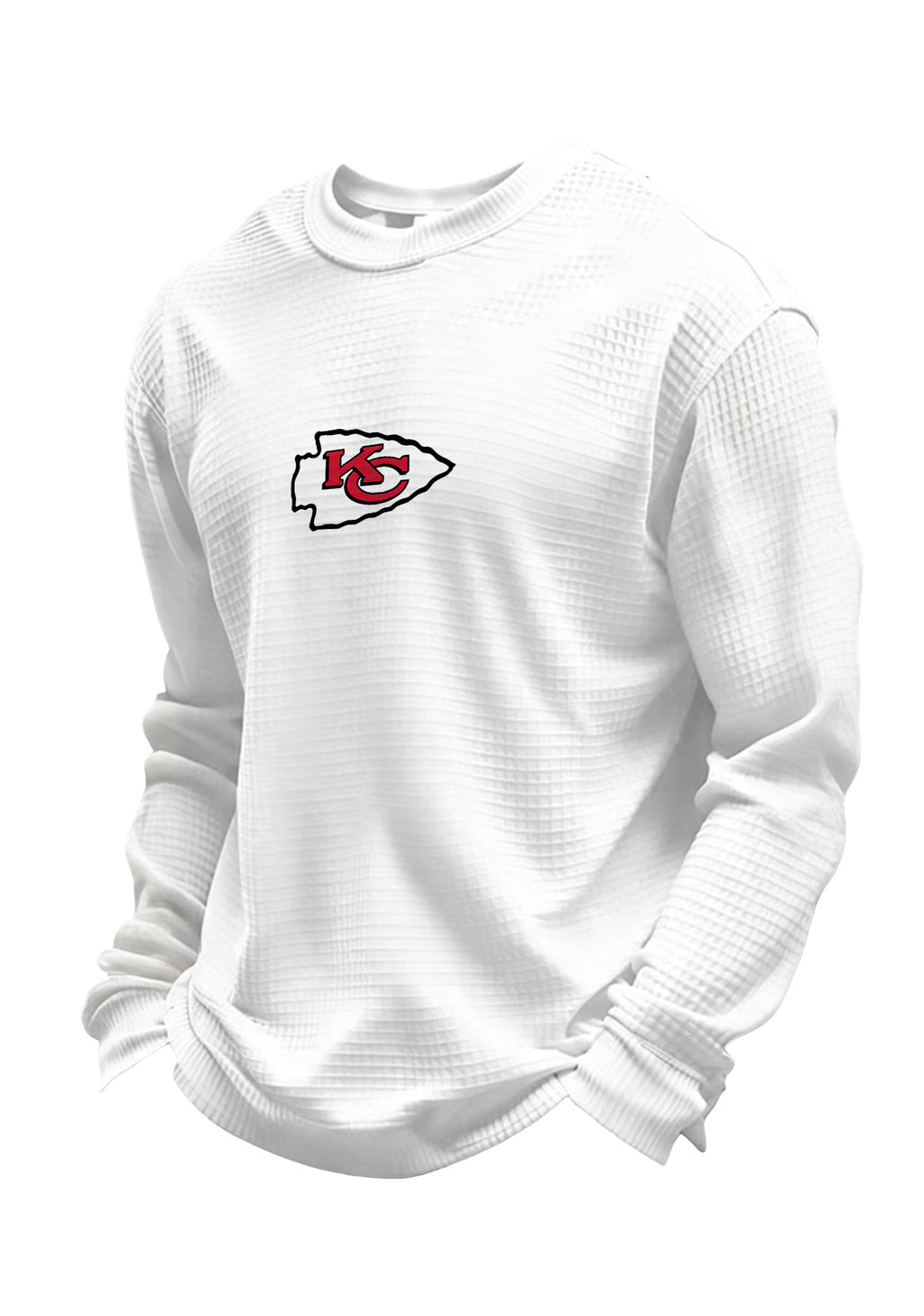 Kansas City Chiefs Helmet Waffle Knit Crewneck Sweatshirt