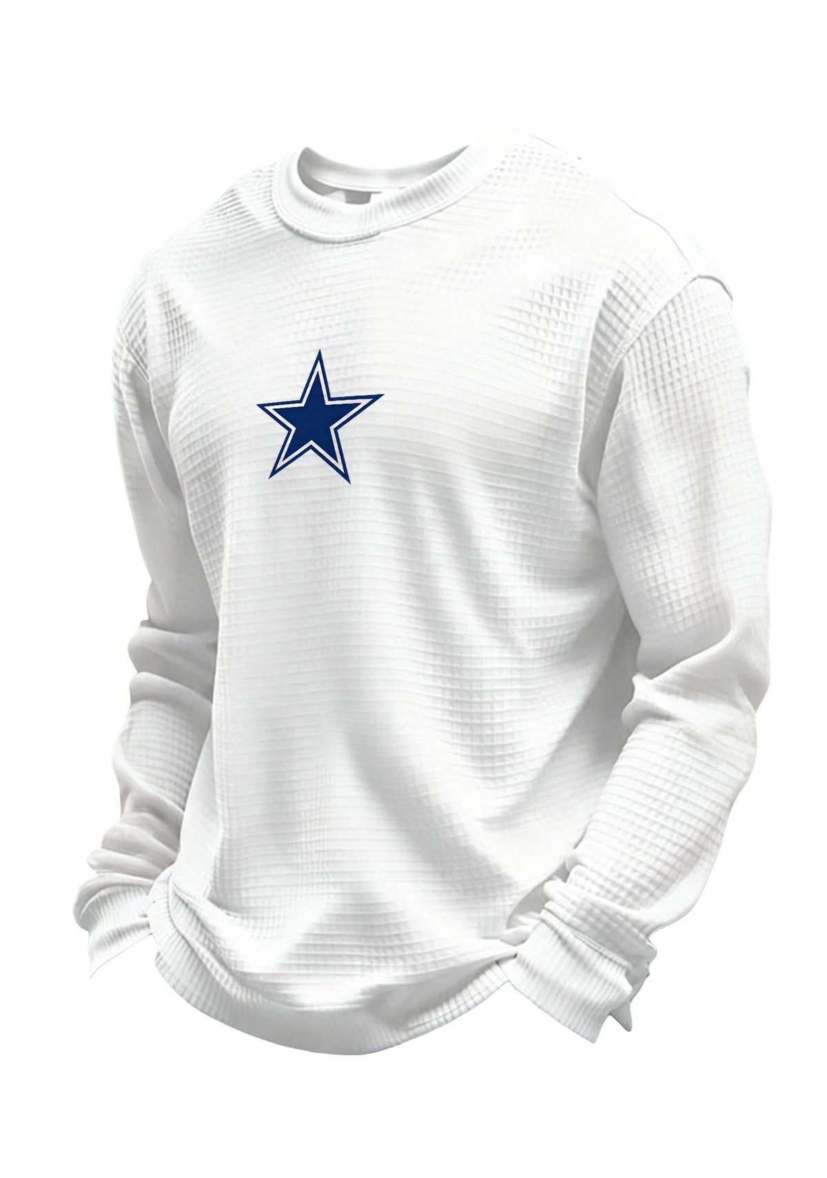 Dallas Cowboys Helmet Star Logo Waffle Knit Crewneck Sweatshirt