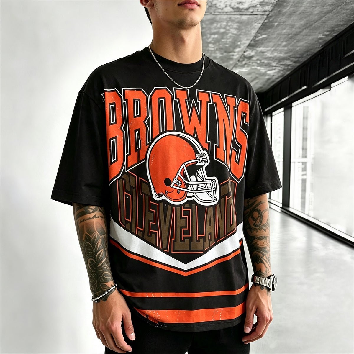 Retro Cleveland Browns Helmet Printed T-Shirt