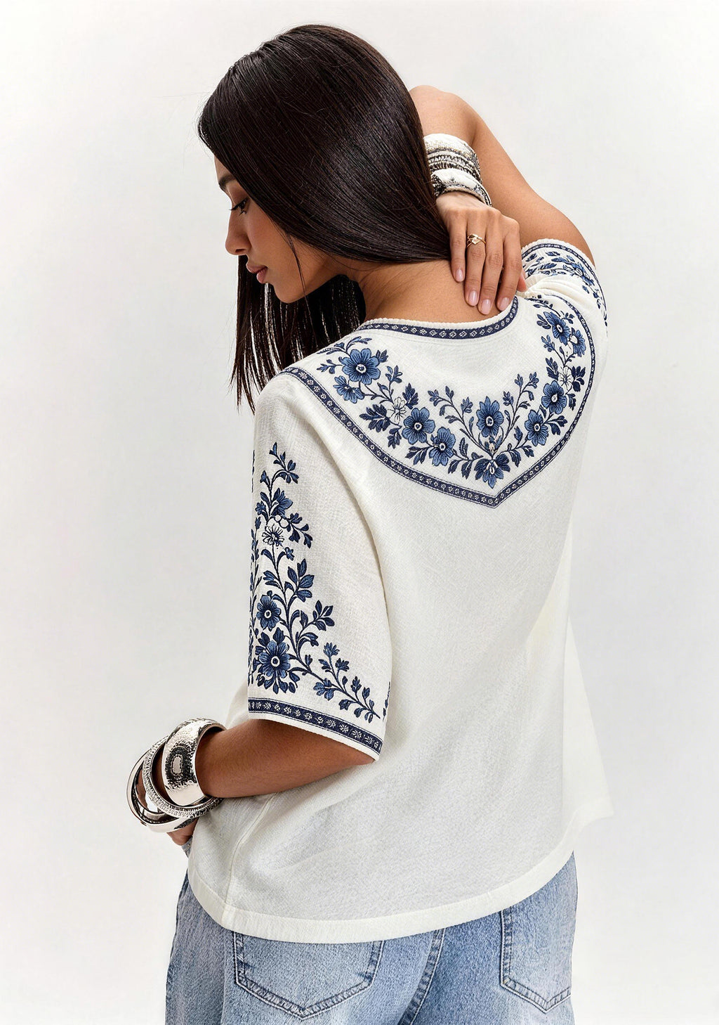Boho Floral Border Toronto Argonauts V-Neck Blouse