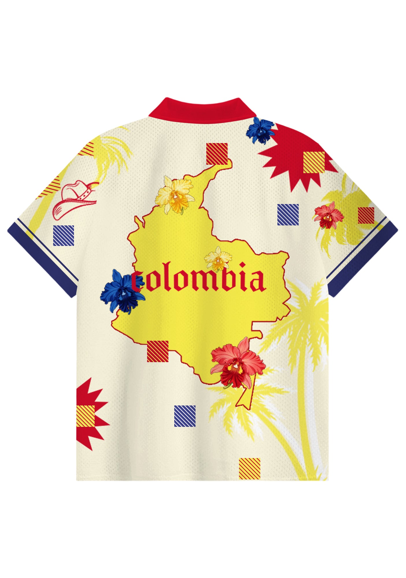 Tropical Colombia Country Map Collared Soccer Jersey Secondary image