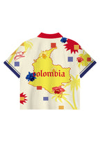 Tropical Colombia Country Map Cropped Collared Soccer Jersey