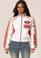 Women's San Francisco 49ers Cropped Zip Up Track Jacket