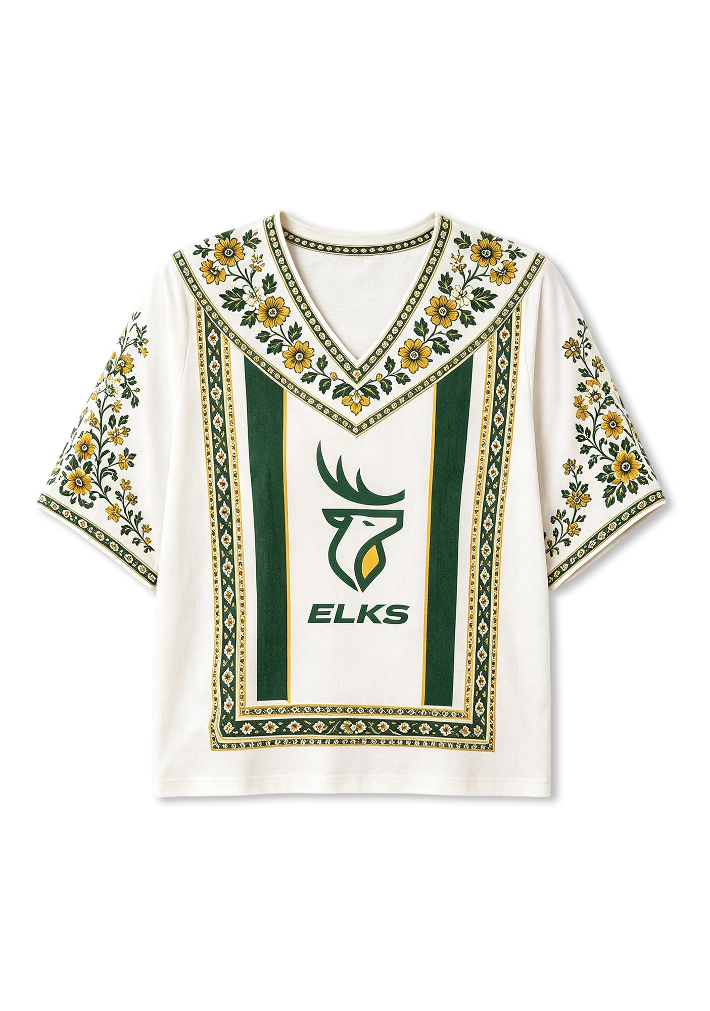 Boho Floral Border Edmonton Elks V-Neck Blouse Secondary image
