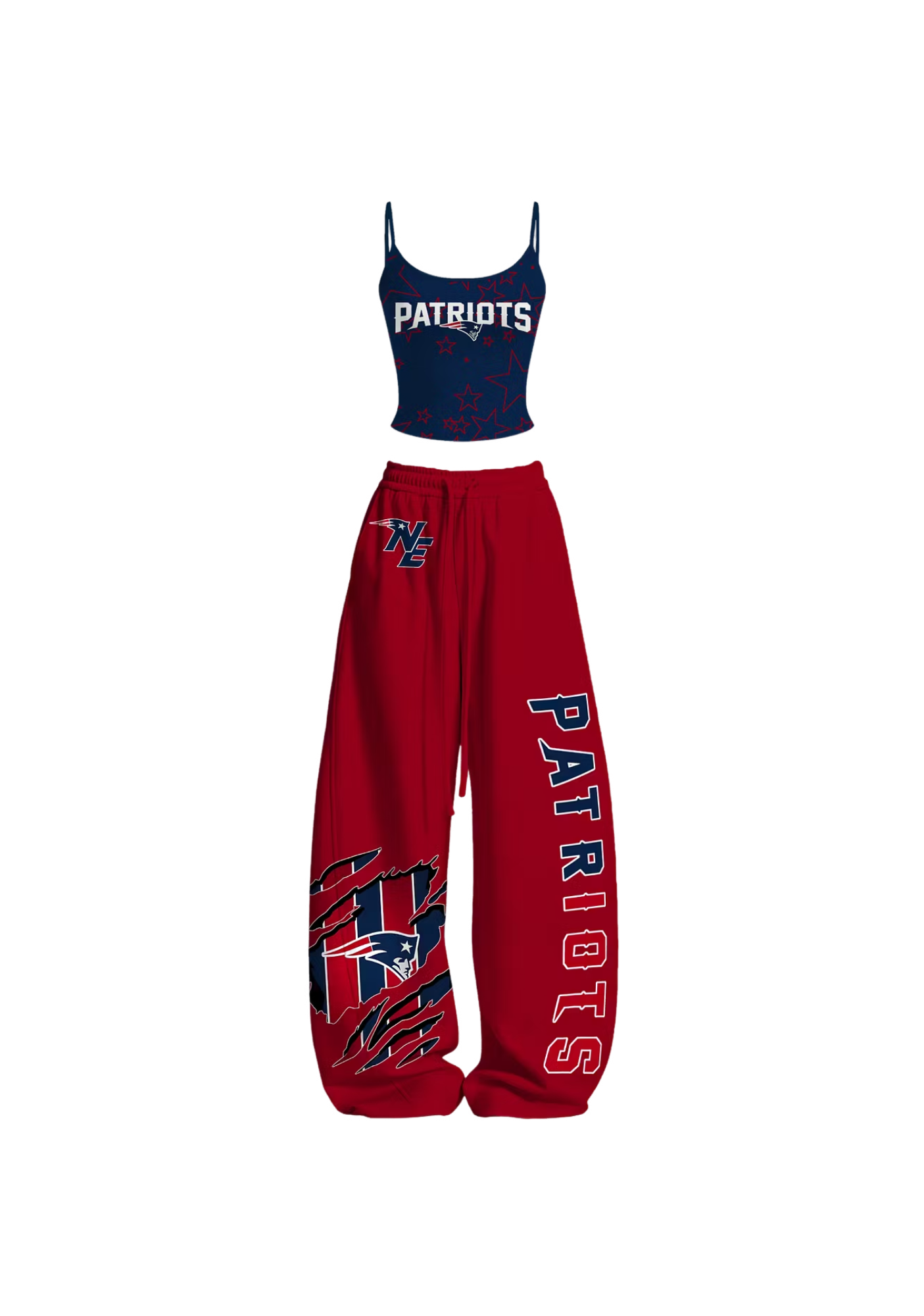 New England Patriots Star Print Tops & Elasticated Trousers Two-Piece Set