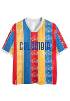 Colombia National Flower Orchid Striped Mesh Jersey Shirts