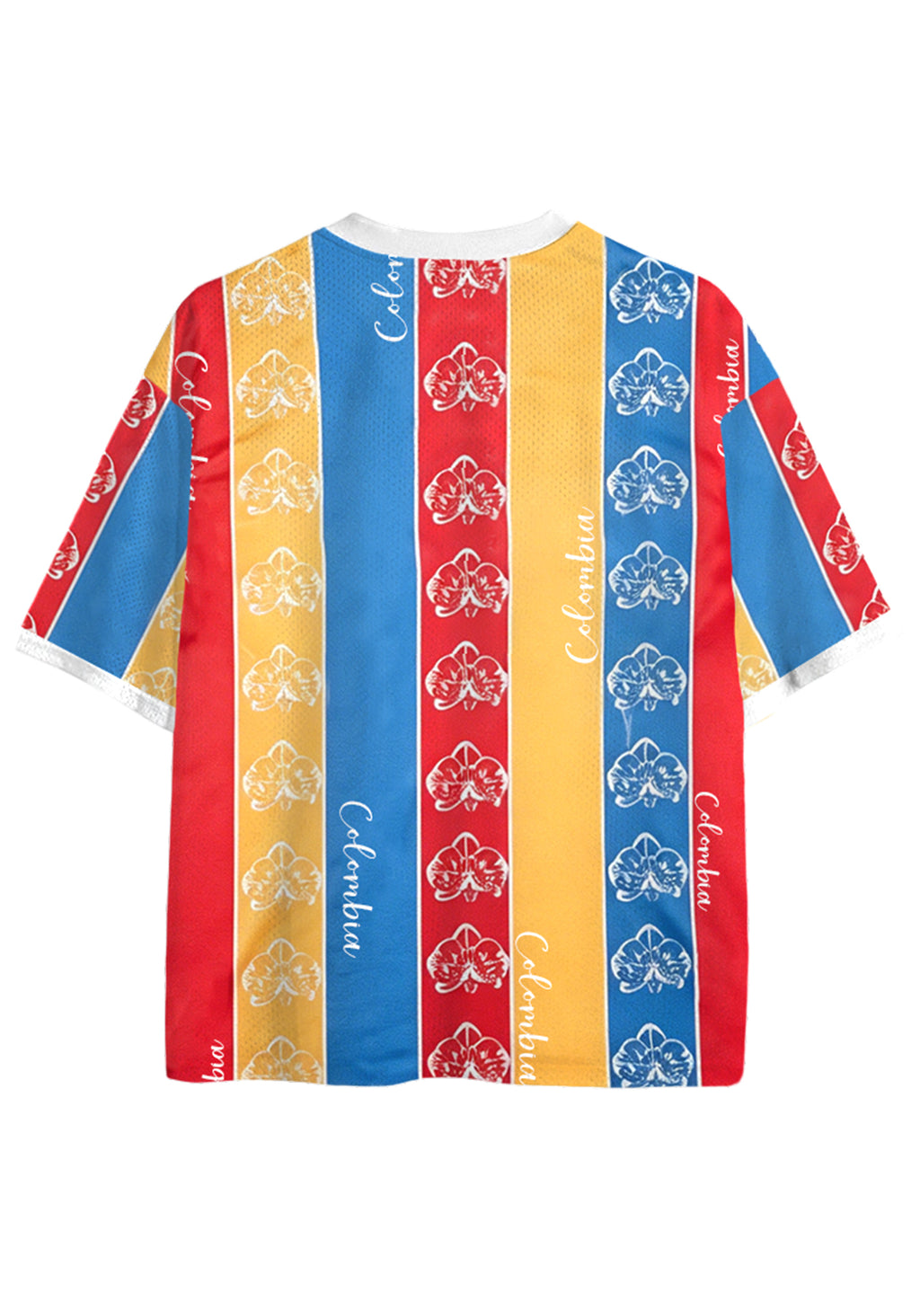 Colombia National Flower Orchid Striped Mesh Jersey Shirts