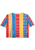 Colombia National Flower Orchid Striped Cropped Mesh Jersey Shirt