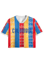 Colombia National Flower Orchid Striped Cropped Mesh Jersey Shirt