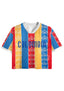 Colombia National Flower Orchid Striped Cropped Mesh Jersey Shirt