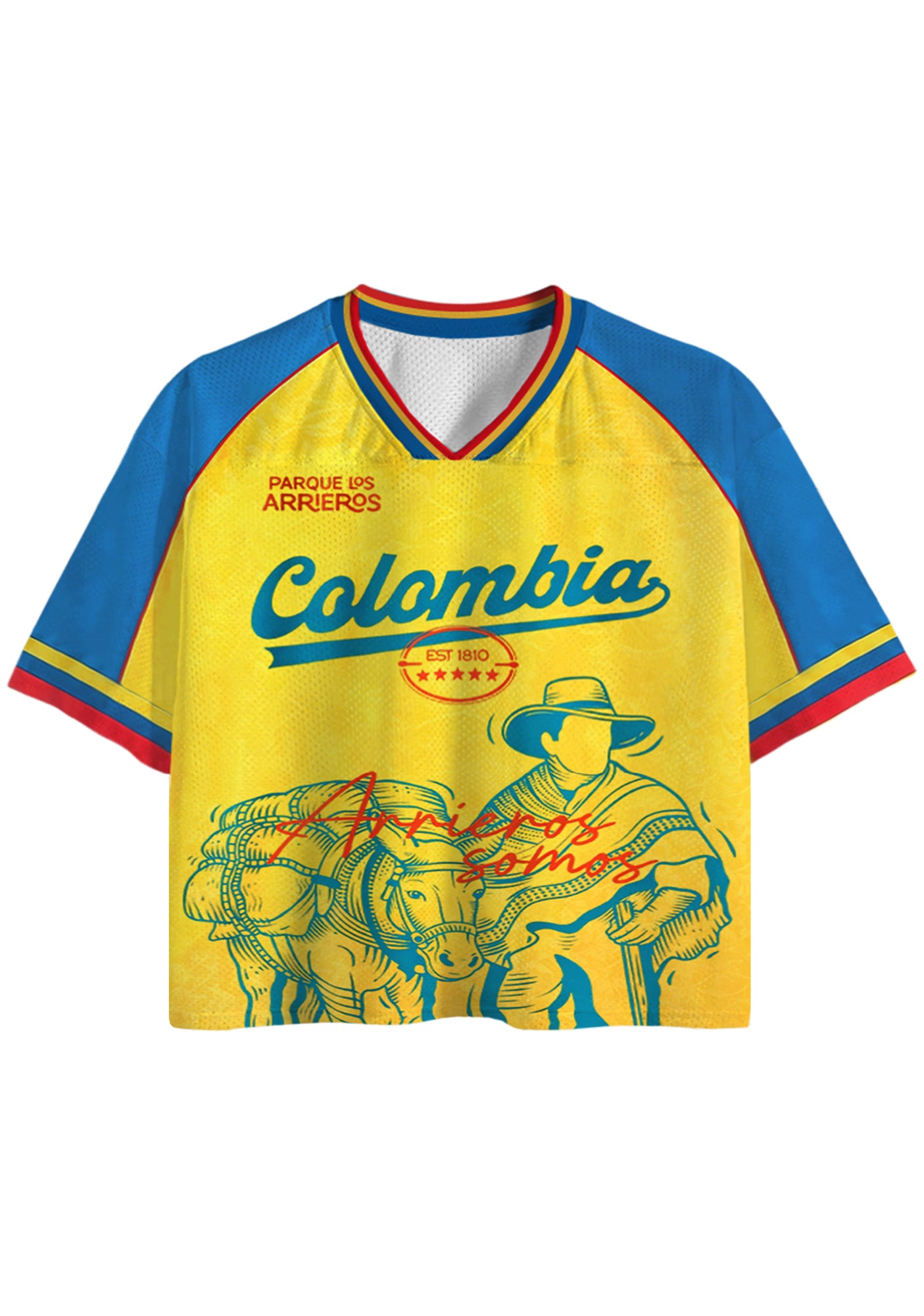Los Arrieros Park Retro Colombian Flag Cropped Mesh Jersey Shirt Secondary image