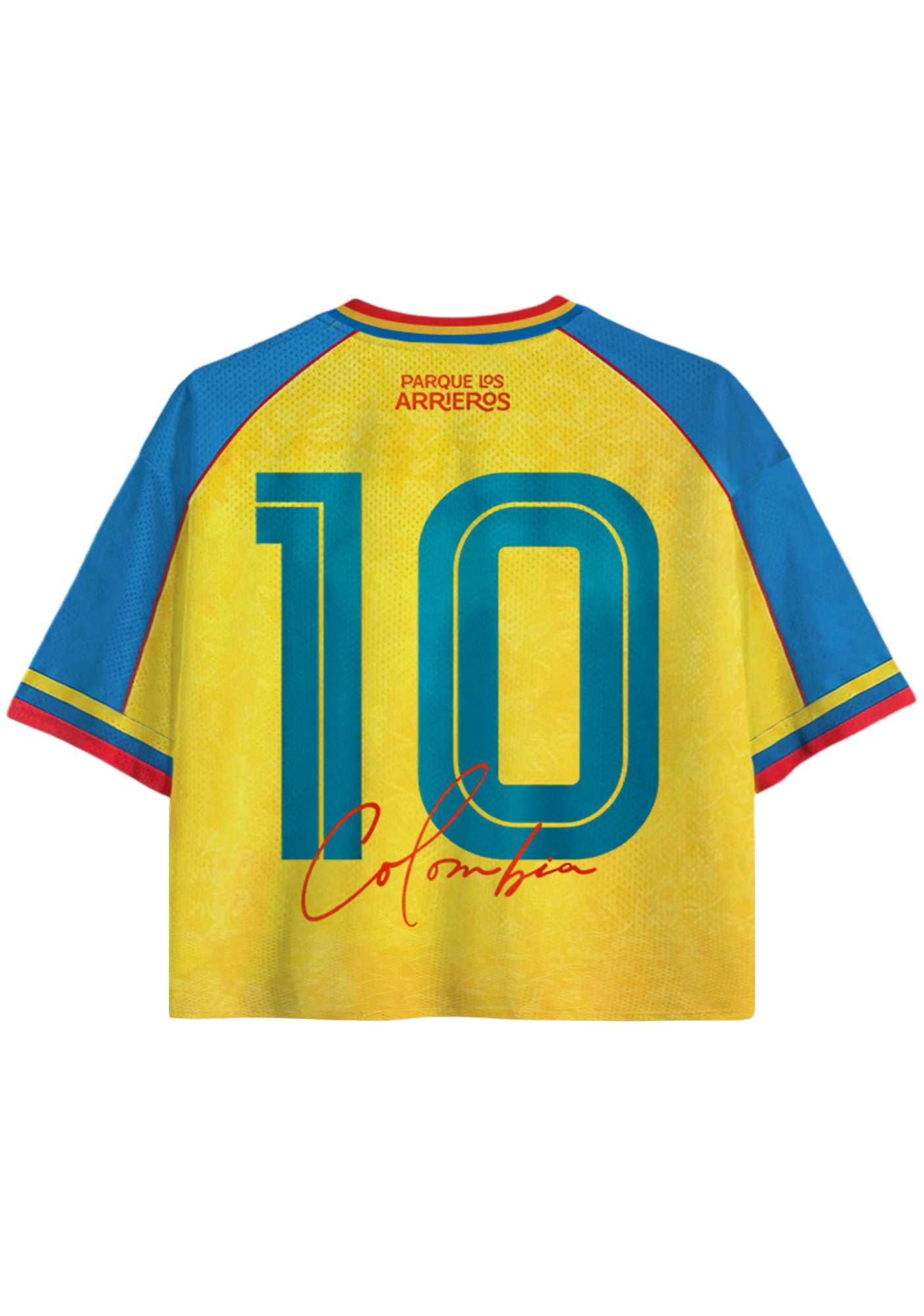 Los Arrieros Park Retro Colombian Flag Cropped Mesh Jersey Shirt