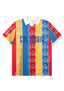 Retro Colombian Flag Stripes Orchid Floral Collared Soccer Jersey
