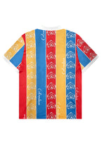 Retro Colombian Flag Stripes Orchid Floral Collared Soccer Jersey