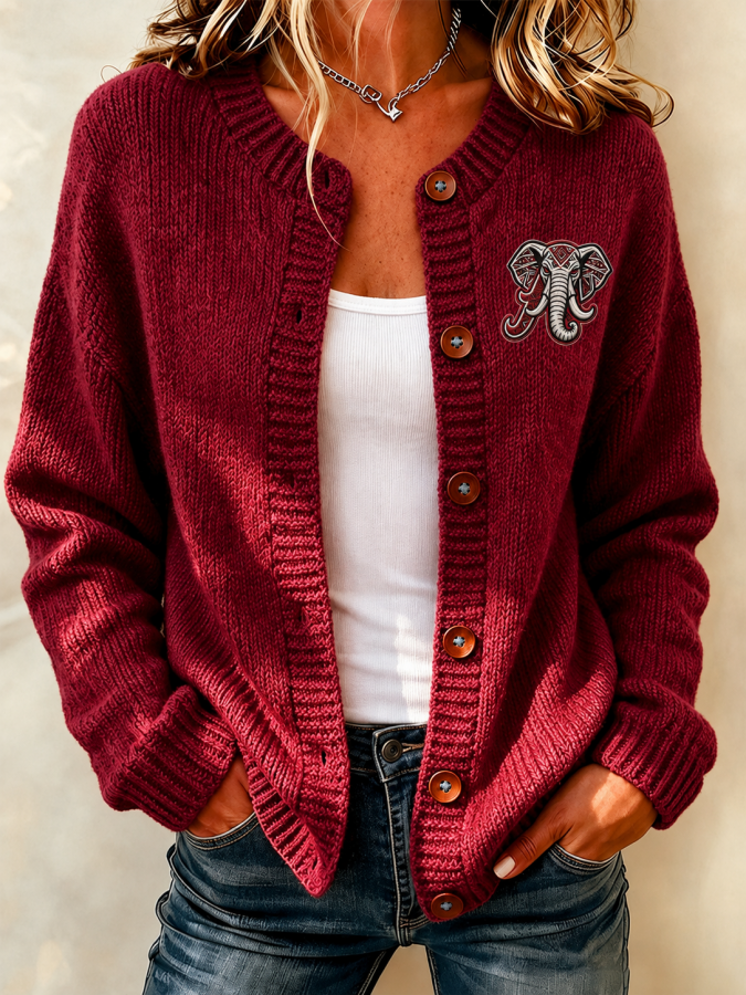 Women's Football Fans Printed Knitted Cardigan Top