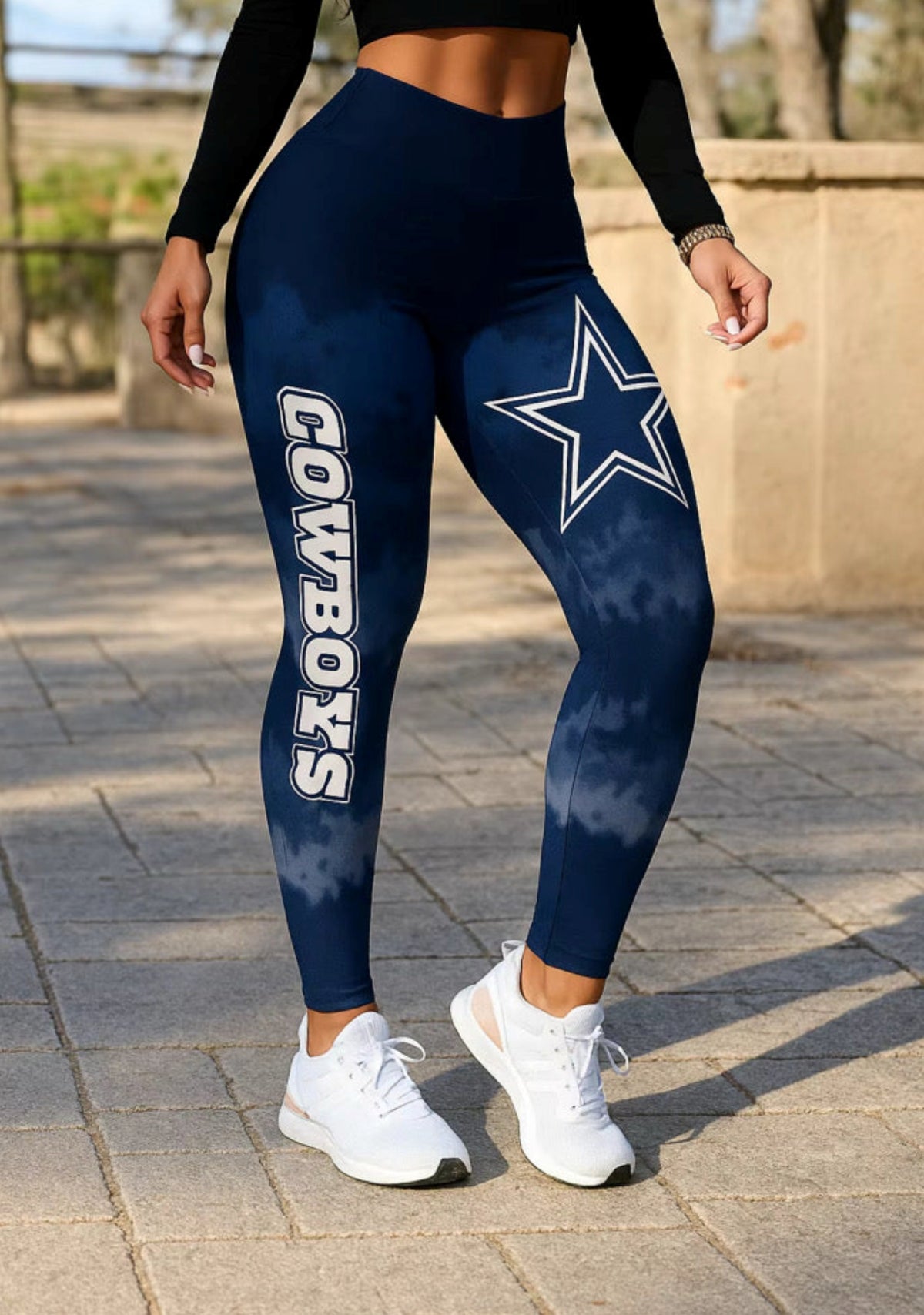 Dallas Cowboys Navy Blue Workout Leggings For Lady