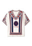 Boho Floral Border Montreal Alouettes V-Neck Blouse