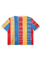 Retro Colombian Flag Stripes Orchid Floral Cropped Collared Soccer Jersey