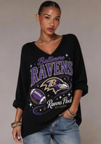 Women Baltimore Ravens Ravens Flock Graphic Long Sleeve Game Day Shirt