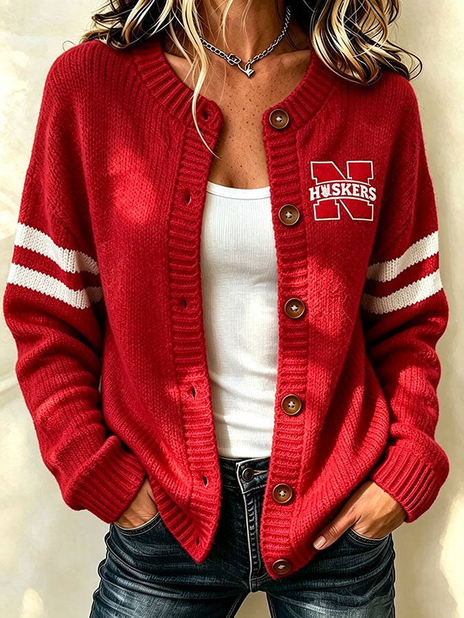 Women'S Casual Football Plant Knitted Cardigan Top Main image
