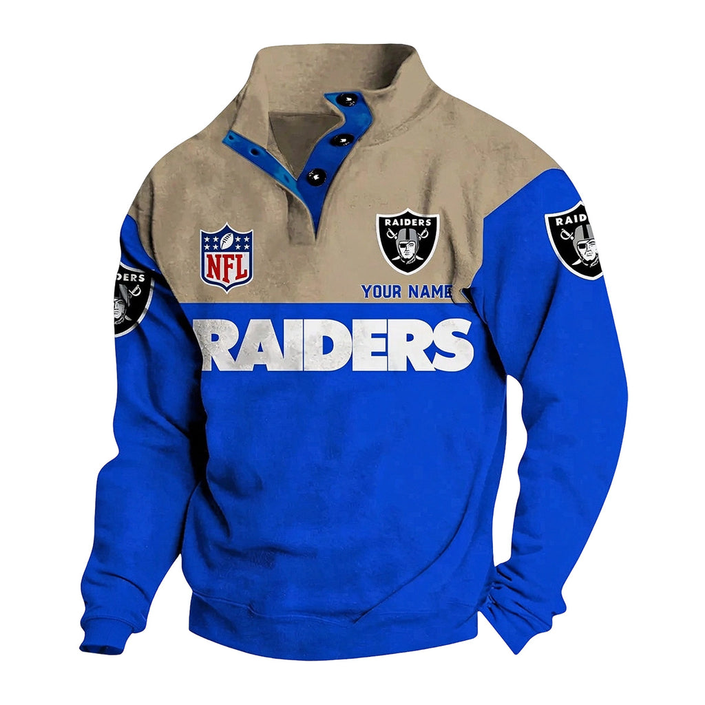 Men's Las Vegas Raiders Button Mock Neck Sweatshirt