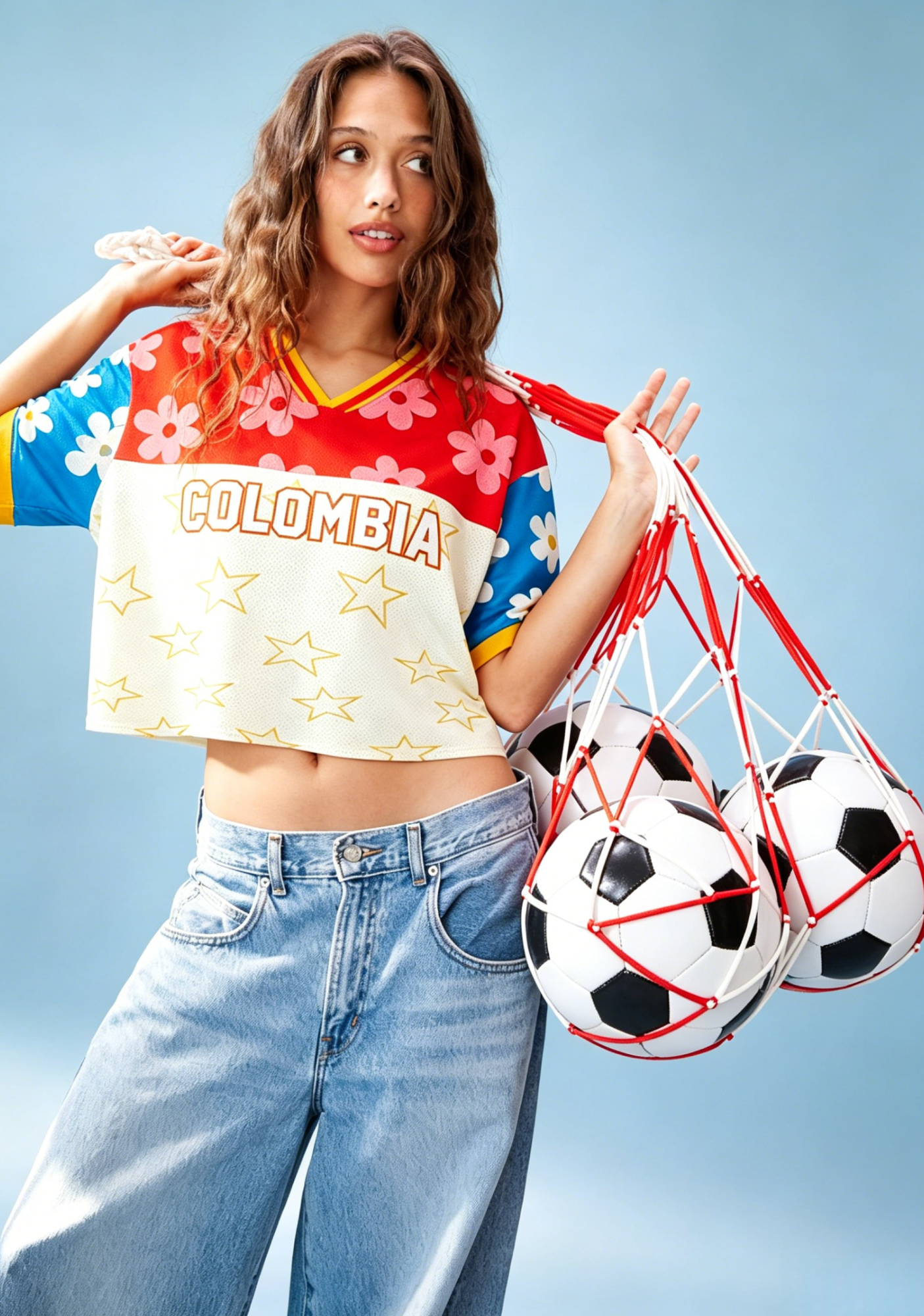 Bloom Star Colombia Cropped Mesh Jersey Shirt