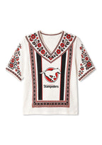 Boho Floral Border Calgary Stampeders V-Neck Blouse