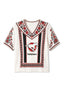 Boho Floral Border Calgary Stampeders V-Neck Blouse