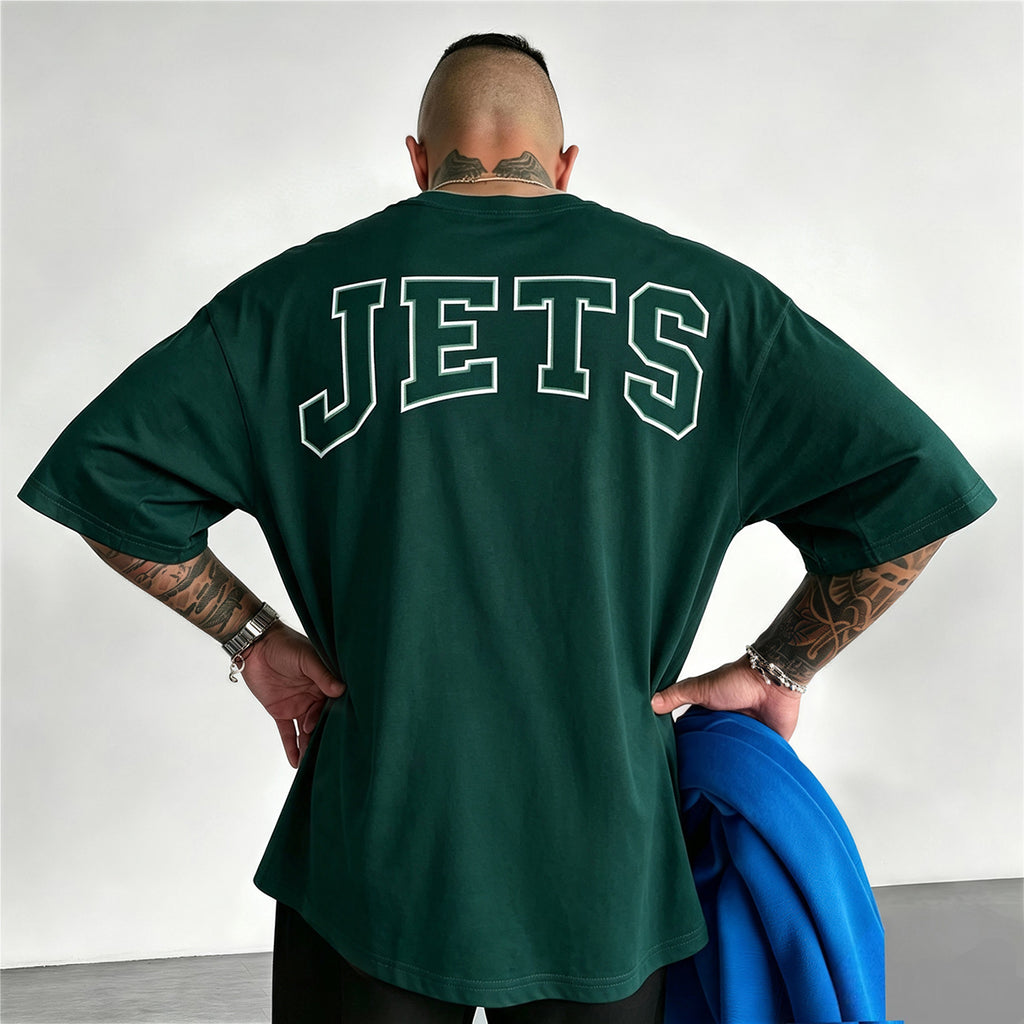 New York Jets Throwback Helmet Era Printed T-Shirt