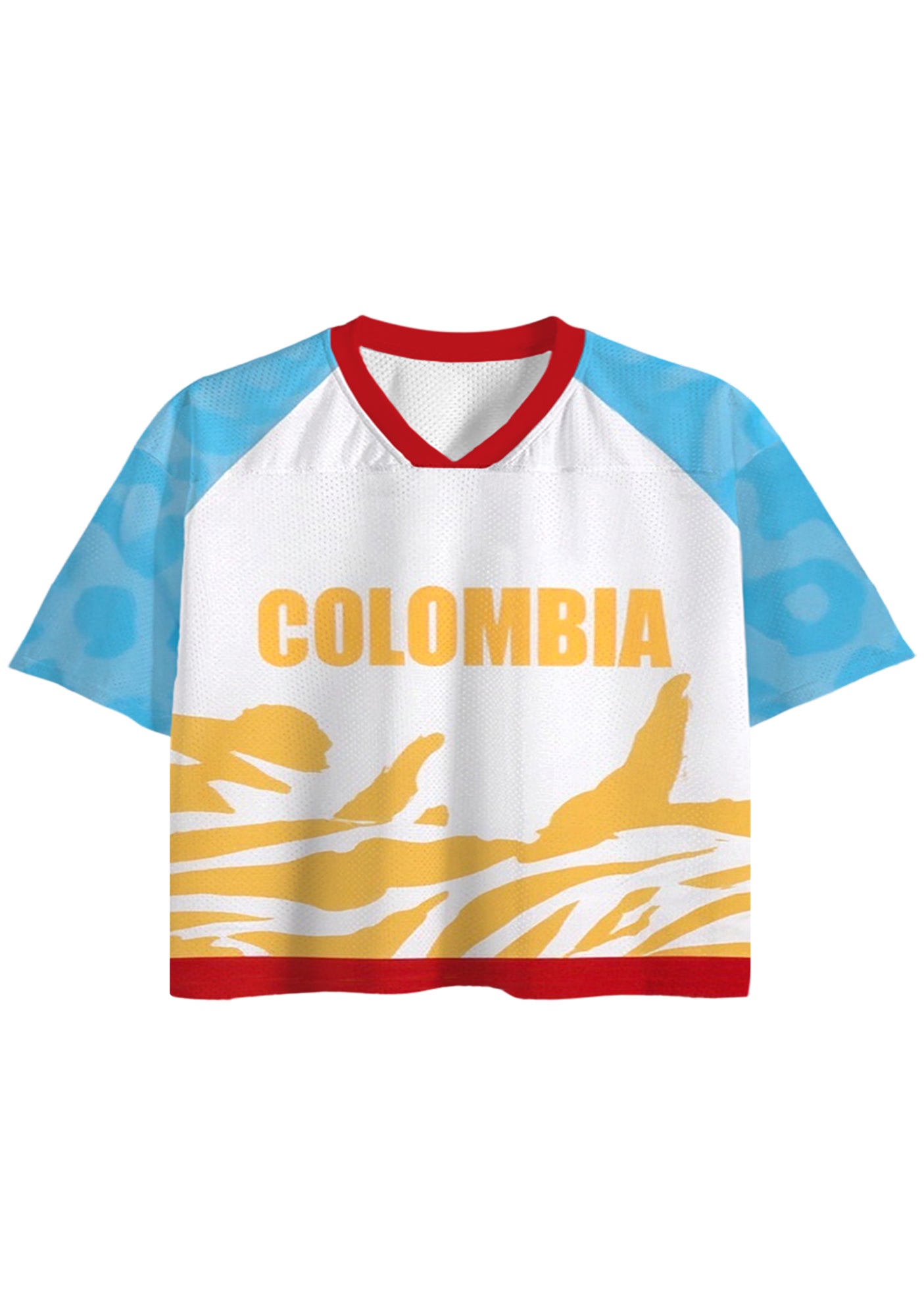 Abstract Gold Stripe Colombia Cropped Mesh Jersey Shirt Secondary image